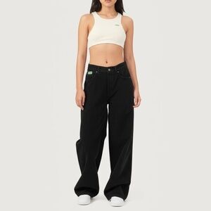 Empyre Tori Skate Pants Womens 4 Black 90s Baggy Grunge Corduroy